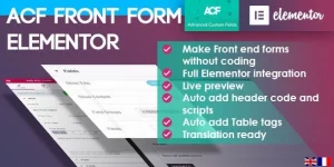 ACF Frontend Pro for Elementor integrate Elementor plugin with popular Advance Custom Fileds(ACF) plugin and allow users to add ACF fields anywhere on the website easily.