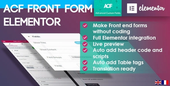 ACF Frontend Pro for Elementor integrate Elementor plugin with popular Advance Custom Fileds(ACF) plugin and allow users to add ACF fields anywhere on the website easily.