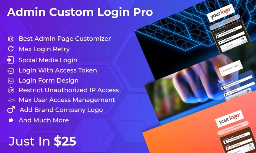 Admin custom login Pro is the WordPress plugin. it allows customizing the WordPress login page as per your login form designs. It allow the number of features and option to the login page. Customize the login form size