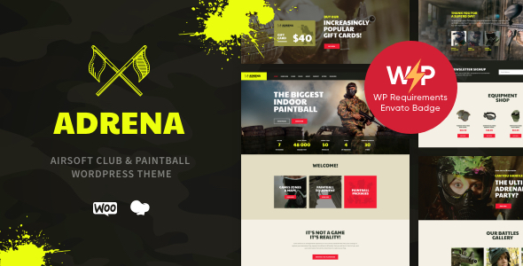 Looking for a robust and dynamic theme to showcase your paintball club? Meet the Adrena Paintball Club WordPress Theme