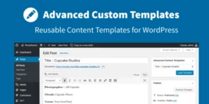 Reusable Content Templates for WordPress Advanced Content Templates is a full WordPress post content template solution. If you publish new posts