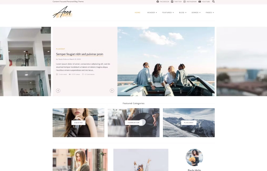 Aena – Content Focused WordPress Theme Aena is a premium WordPress theme that combines next-level minimal design