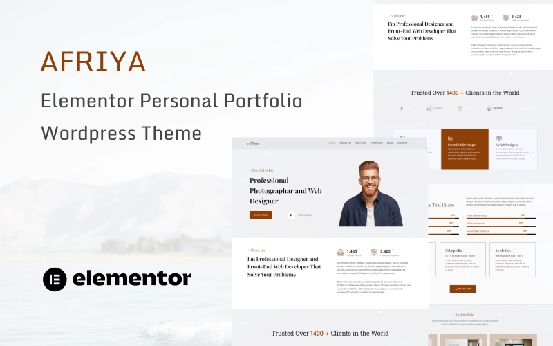 Afriya is a personal portfolio WordPress theme. This is the best theme for any type of resume or personal portfolio website. It's built with elementor page builder with 20+ powerful addons. If you are creating your resume