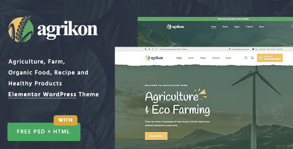 Transform your farming website with Agrikon Organic Farm Agriculture WordPress Theme! Enjoy customizable layouts