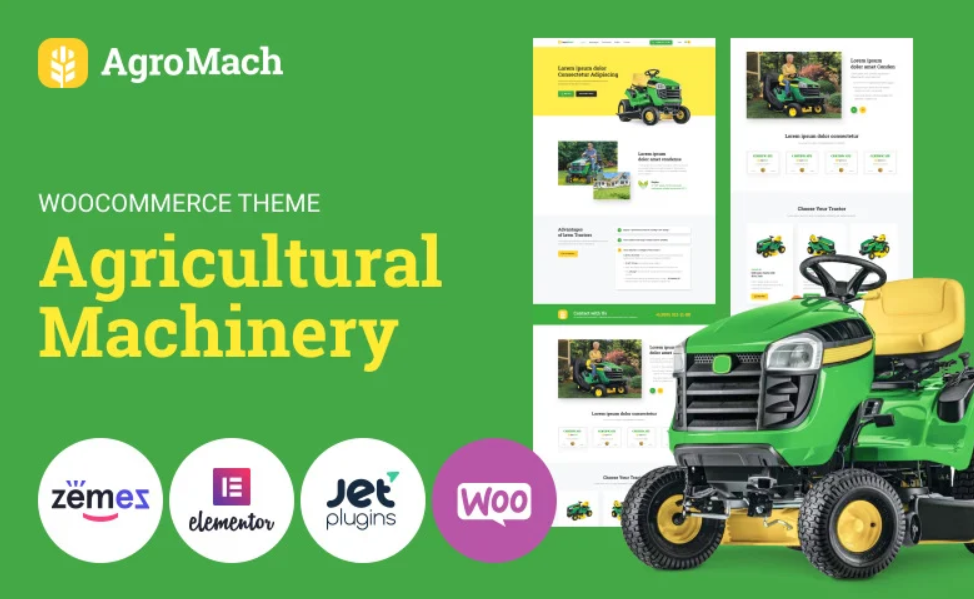 Discover AgroMach - the ultimate WooCommerce theme for agricultural machinery! Boost your online store with stunning designs