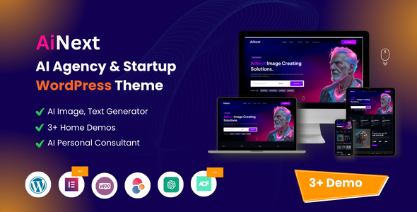 Power up your AI agency or startup website with Ainext AI WordPress Theme. Modern design
