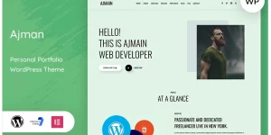 Elevate your online presence with the Ajman Personal Portfolio WordPress Theme! Featuring Elementor's powerful drag-and-drop builder