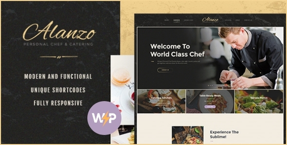 Showcase your culinary skills with Alanzo - Personal Chef  Catering WP Theme. Perfect for chefs