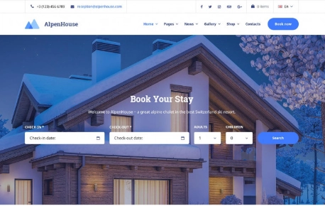 AlpenHouse is a hotel booking WordPress theme perfectly suitable for chalets