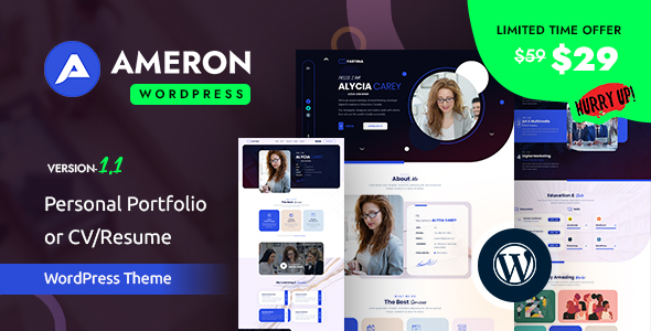 Showcase your work with the Ameron theme – tailored for personal portfolios and resumes. Subscribe to Bevaultx for access to top themes and plugins.