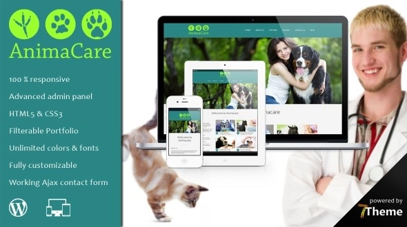 Animacare WordPress theme is specially designed for any veterinarian website or even an animal hospital/animal clinic. Animacare is coming with fresh modern design built in HTML5 and CSS3.