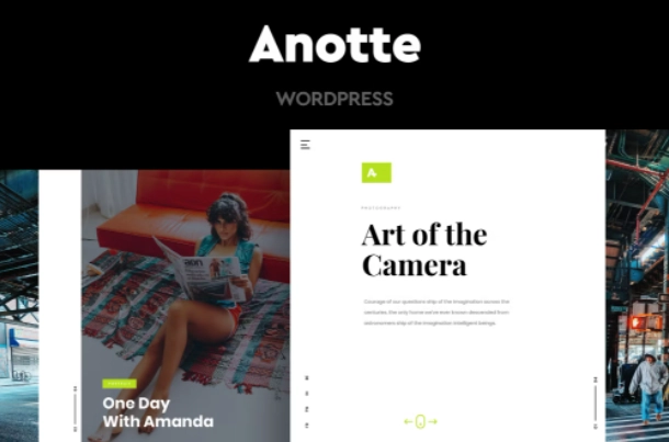 Anotte is horizontal photography WordPress theme focused on displaying portfolio images in elegant manner. Theme is light