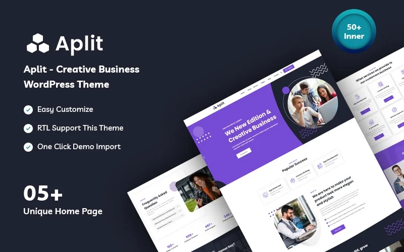 Aplit - creative business WordPress theme. Aplit theme is made using the redux framework and developed for compatibility with elemento. Aplit theme is built using redux framework