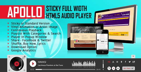 Enhance your site's audio experience with Apollo Sticky Full Width HTML5 Audio Player. Get it now on Bevaultx and enjoy unlimited premium WordPress downloads.