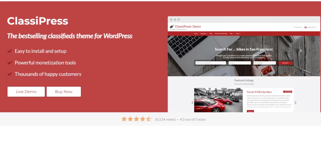 ClassiPress is the most popular WordPress classified ads theme used by thousands of users.