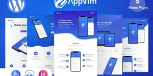 AppVim is a creative App Landing Page WordPress Theme designed for Apps showcase with a beautiful and modern UI