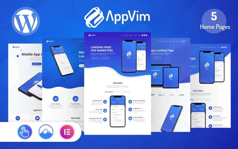 AppVim is a creative App Landing Page WordPress Theme designed for Apps showcase with a beautiful and modern UI