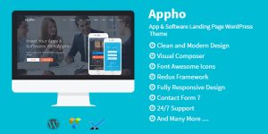 Appho is a modern and responsive WordPress theme designed for app and software landing pages. It is suitable for showcasing your product or service and promoting it to potential customers. The theme comes with a clean and professional design