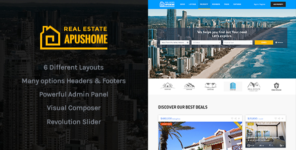 The APUSHOME Real Estate WordPress theme is a modern and professional template designed specifically for real estate websites. It offers a clean and user-friendly interface