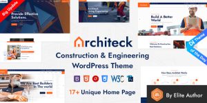 Architeck Construction  Engineering WordPress Theme is a powerhouse of a theme designed specifically for construction and engineering projects. Whether you're developing a fresh new website for a construction company or enhancing an existing engineering firm’s online presence