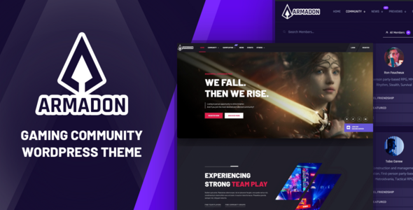 Build an epic gaming site with Armadon from Bevaultx. Enjoy stylish design