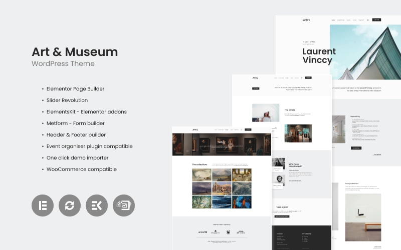 Artey - Art  Museum Theme is an easy-to-use WordPress theme to speed up your website creation for museum