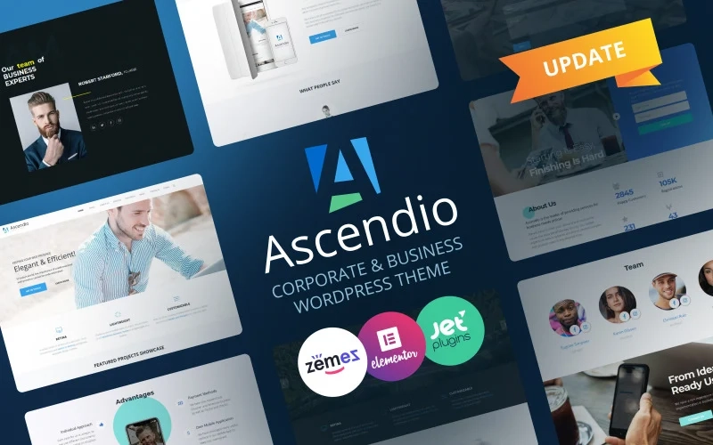 Meet an updated version of the Ascendio corporate WordPress theme for your business. This template is marvelous thanks to WordPress