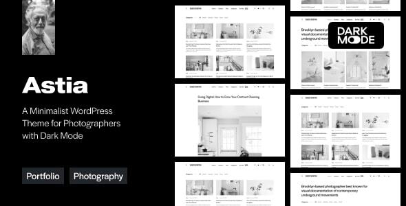 Showcase your photography with the Astia Minimal Portfolio WordPress Theme. Elegant