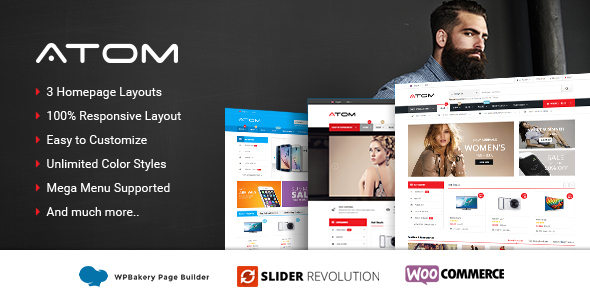 The Atom Responsive WooCommerce WordPress theme is a modern and versatile template that is perfect for any online store. It offers a clean and minimal design