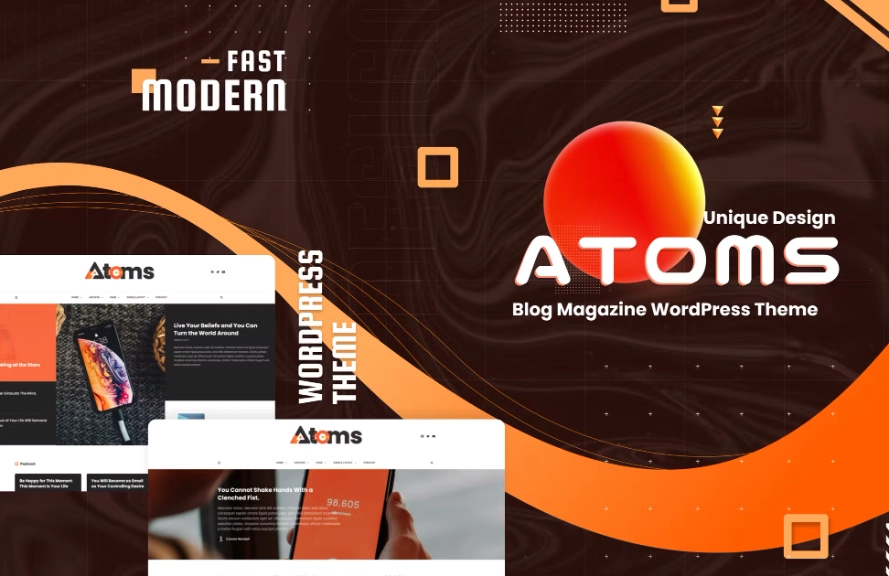 Atoms is an indispensable news  magazine template with a clean