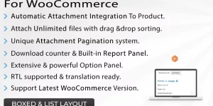 Attachment Tab For WooCommerce plugin provides a great way to attach files to a product description page. The plugin automatically creates a custom  dedicated tab for the attachments