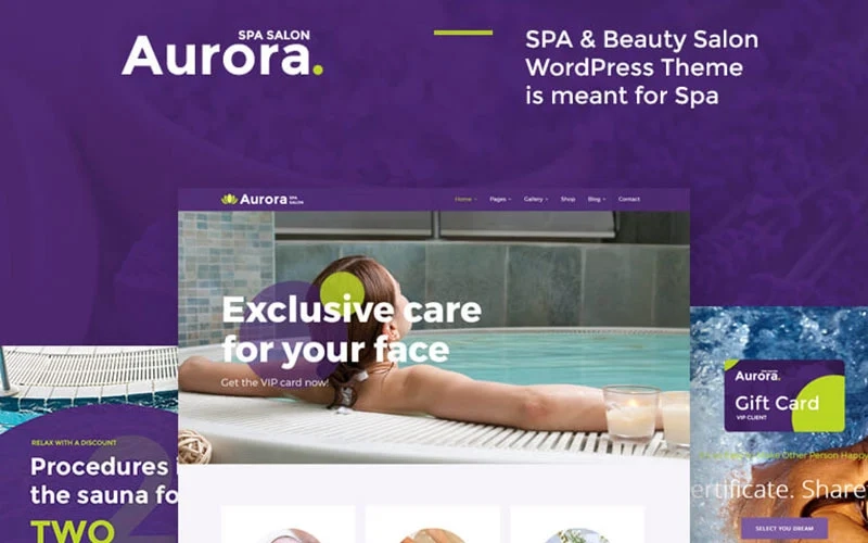 Aurora – SPA  Beauty Salon WordPress template is created for Spa