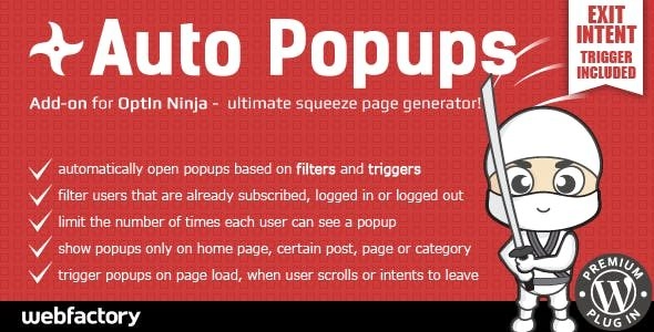 Unlock the power of targeted engagement with the Auto Popups add-on for OptIn Ninja 1.1.6! Utilize 12 filters and triggers to show popups only to selected visitors