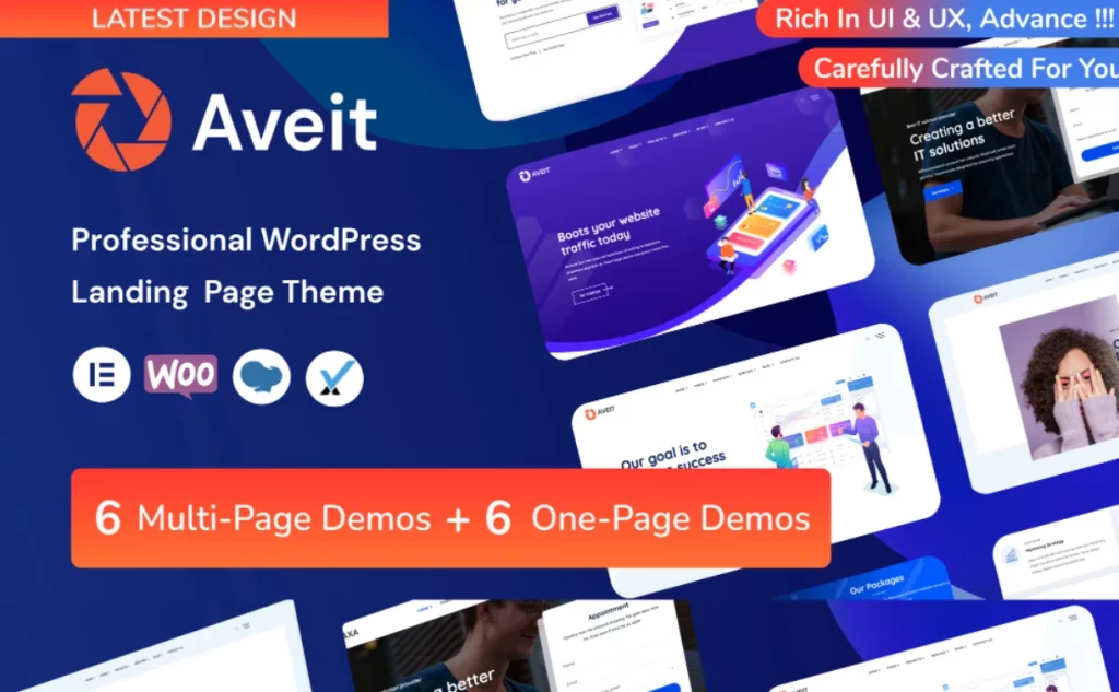 Aveti - Multipurpose Elementor Landing Page WordPress Theme – is a Responsive quick and easy customisable Modern Multipurpose Business Solutions Landing Page WordPress Theme that comes with 25+ pages and 12+ home page variations. Aveti offers numerous awesome features like