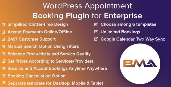 BMA – WordPress Appointment Booking Plugin for Enterprise- Advanced