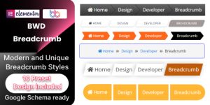 “BWD Breadcrumb” is a lightweight Elementor base WordPress plugin to add an attractive breadcrumb to your website without any coding knowledge. There are 10 unique preset breadcrumb designs that look awesome. For Kind information