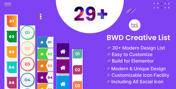 Enhance your site with BWD Creative List Addon for Elementor. Stylish and customizable