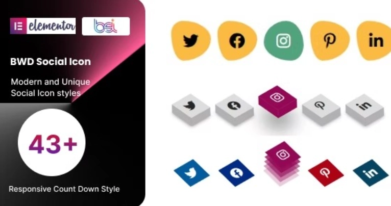 Effortlessly add stylish social icons to your WordPress site using BWD Social Icon addon for Elementor. Ideal for free themes