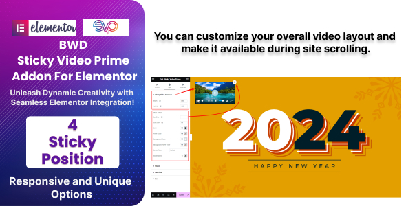 Elevate your Elementor experience with BWD Sticky Video Prime