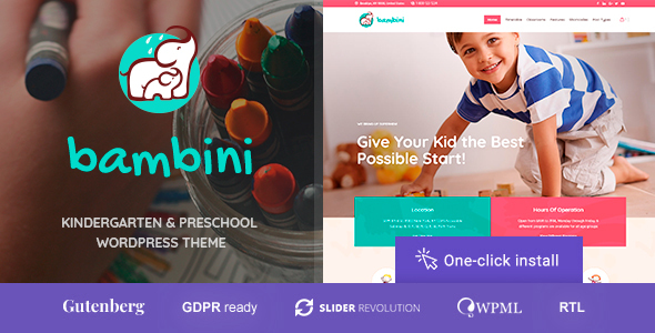 Bambini - Kindergarten  Preschool Theme is a beautifully designed WordPress theme aimed at kindergartens