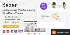 The Bazar Multipurpose WooCommerce WordPress theme is a versatile and feature-rich theme designed for online stores. It offers a modern and responsive design that is suitable for a wide range of products and industries. The theme is compatible with the popular WooCommerce plugin