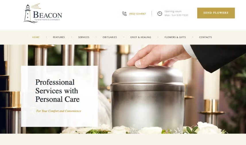 Beacon is a fresh  clean Funeral Services WordPress Theme. It is perfect for funeral home