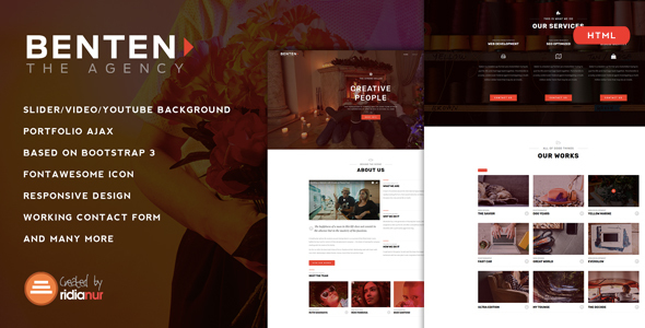 Benten is a responsive one-page portfolio template designed for creative professionals. It is a modern and sleek template with a clean and minimalistic design that allows your work to take center stage. The template is fully responsive