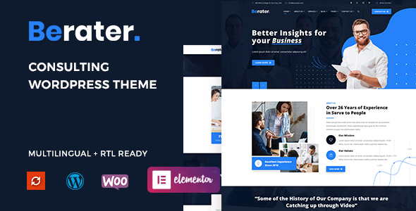 Berater Consulting WordPress Theme - Elevate Your Consulting Business The Berater Consulting WordPress Theme is a top-tier solution designed to give your consulting business a sleek and professional online presence. With its clean design