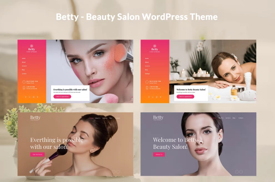 Betty – Beauty Salon and Makeup WordPress is perfect if you like a minimal