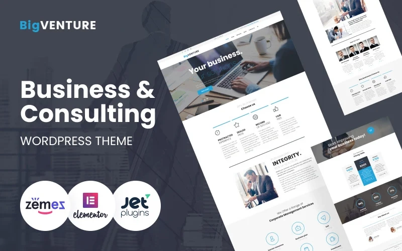 BigVenture is a Management Company WP Theme with responsive design