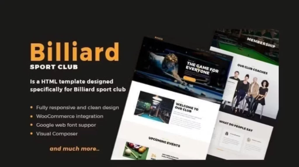 Discover "Billiard" – a dynamic WordPress theme perfect for sports clubs and billiards enthusiasts. Enjoy a modern