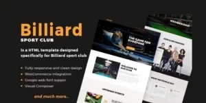 Discover "Billiard" – a dynamic WordPress theme perfect for sports clubs and billiards enthusiasts. Enjoy a modern