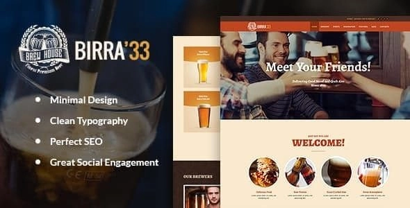 Create a stunning brewery website with Birra33. Ideal for breweries