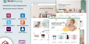 Transform your eCommerce vision with BirthBlessing – Kids Clothing  Toys WooCommerce theme! Effortlessly create or redesign your webshop with its user-friendly Elementor builder